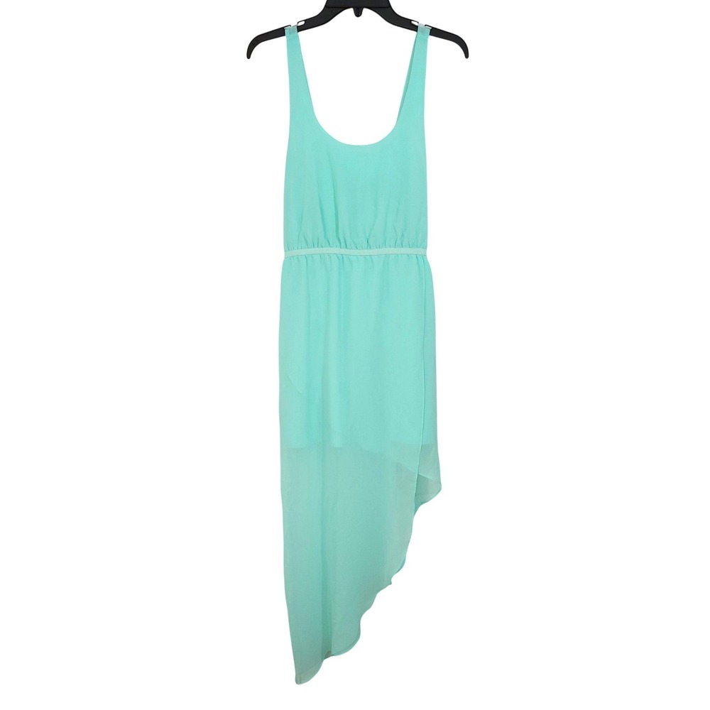 Silence + Noise High Low Chiffon Strappy Back Dress‎ Medium Mint Green Pastel